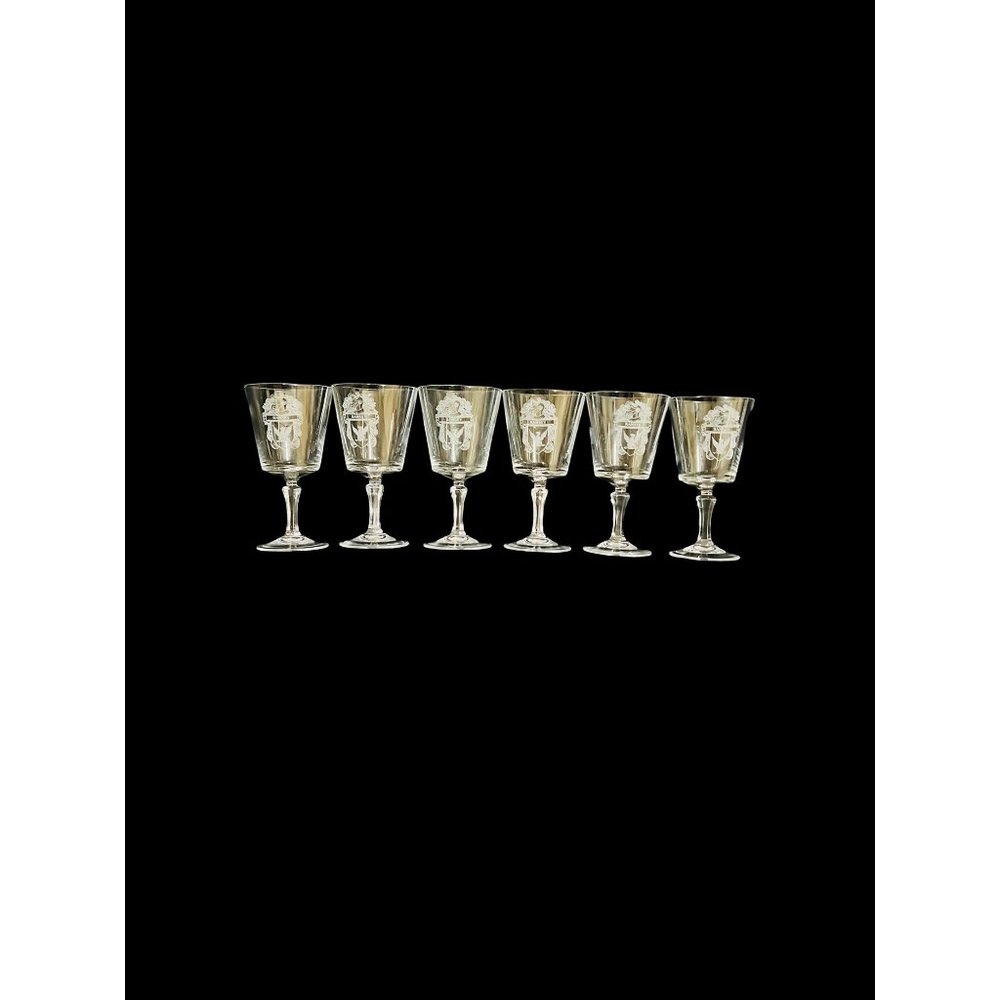 Bleikristall Leaded Crystal Vintage Coat of Arms 6 Ramsey Clan Etched Glasses - Picture 2 of 11